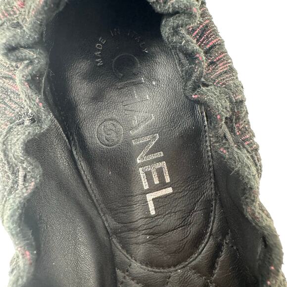 Chanel Black Fabric Ballet Flats with Pink Lurex Thread CC Logo 36.5 Rare Runway - Picture 8 of 12